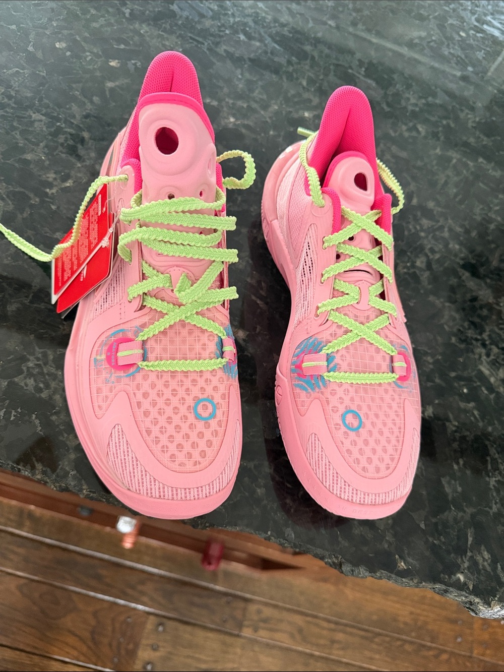 Women Pink Athletic Sneakers with Lime Laces